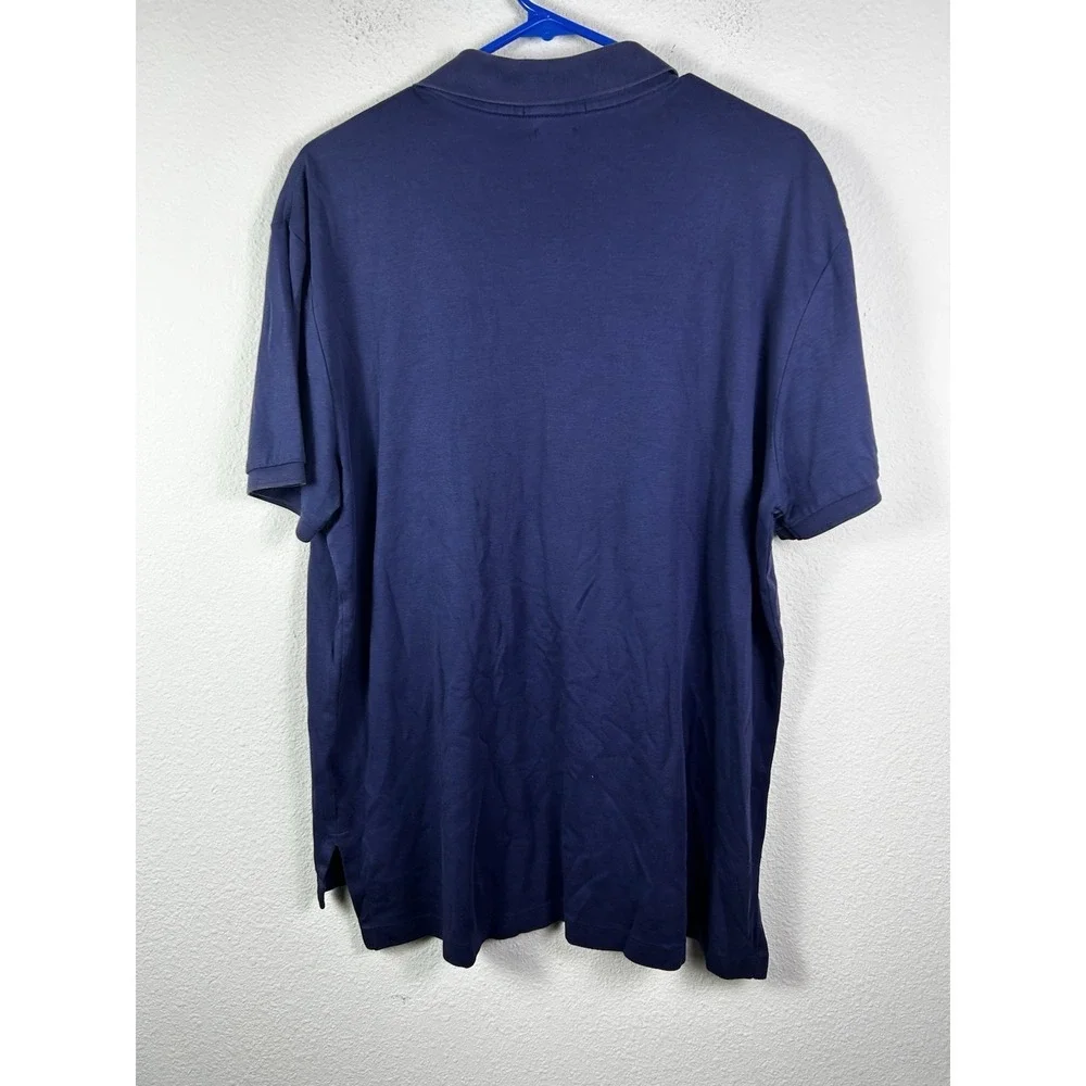 POLO RALPH LAUREN Pima Soft Touch Mens Size XL Polo Navy Natural Flesh Pony